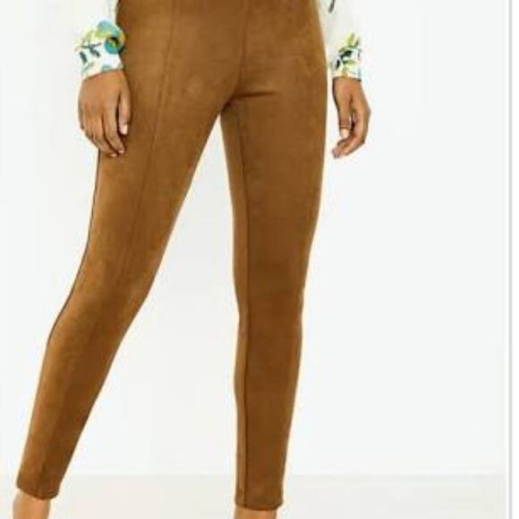 MARC NEW YORK Faux Suede Brown Ankle Length Leggings Large - Picture 1 of 10